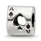 Silver Reflections Ace Card Bead QRS314