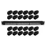 19Inch 1U Cabinet Rack Pass-Through 24 Port CAT6 Patch Panel RJ45 contact3292