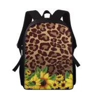 Leopard Print Flower 15" Backpack Schoolbag Shoulder Satchel Bookbags School Bag