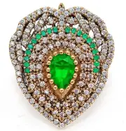 Ottoman Empire Style 5CT Peridot & Topaz 925 Sterling Silver Ring Sz 7 HB2-4
