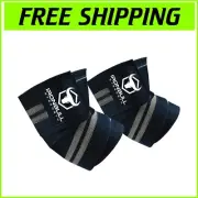 Adjustable Elbow Compression Straps for Strength Training - 1 Pair - Black/Grey