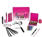 Eye Makeup Kit - Girls Eye Make-Up Set,Mascara, Eyeshadow Palette, Eyelash Curler, Brow Stamp Stencil, Eyeshadow Brush, and More