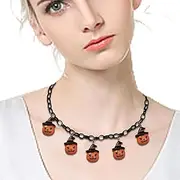 [LOGANZ] Pumpkin Jewelry - Halloween Pendant Necklace | Mystic Witch Gift Accessories, Adjustable Vintage Gothic Rope Chain pumpkin Choker for Girls