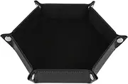 HiLLeo DND Dice Tray Hexagon Portable Folding Dice Rolling Tray for Dungeons and Dragons MTG RPG Role Playing Table Games and Dice Games (Black)