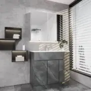 Dark marble stone look vanities charco matt finish floor standing