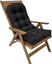Patio Rocking Chair Cushions Indoor Waterproof Lounger Cushion Pad Water Resistant for Chair High Back Outdoor Soft Thickened Chaise Overstuffed(Black)