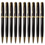 10 Pcs Parker Sonnet Ballpoint Pen Bright Black + Gold Clip 0.7mm M Ink Refill