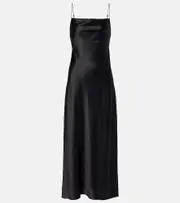 [Dorothee Schumacher] Dorothee Schumacher Sense Of Shine draped silk-blend slip dress AU 14 black