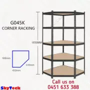 Brand New Garage storage Corner Unit Shelf 5 Tier MDF Black Shelving G045K