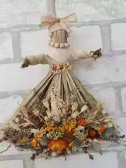 Doll made of natural materials, a skein of dried flowers, 9.8 in