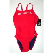 Speedo Women's Guard Swimsuit One Piece Endurance Flyback, Red, 32