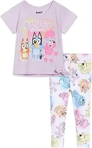 [Bluey] Girls T-Shirt and Leggings Outfit Set Toddler to Big Kid Sizes (2T - 10-12)