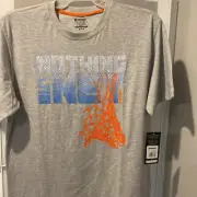 AND1 Mens Nothing But Net Graphic Tee Size Large Grey Blue Orange Hoops
