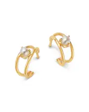 Zoe Chicco 14K Yellow Gold Nested Prong Cultured Freshwater Pearl Double Wire Hoop Earrings