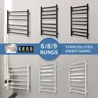 ACA Black Chrome Stainless Electric Heated Towel Rack Ladder Warmer 6/8/9 Bars