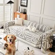 Reversible Chenille Sofa Cover, Adjustable Armchair Covers, Sofa Cover for Loveseat/3 Cushion/L Shaped/Chaise Lounge/Sectional Couch, Washable Non Slip Slipcover for Dogs Cats (Gray,180 * 420)