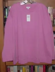 NWT J Jill Relaxed Knit Crew Neck Bougainvillea Pull-Over Size XL
