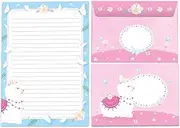 Writing Paper Set A5 Lined for Colouring with Envelope for Girls Kids School Llama Alpaca Pink (1 Pad of 25 Sheets + 15 Matching Printed Envelopes)