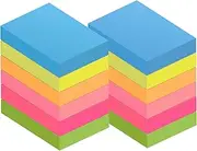 ZCZN 38 x 51 mm Sticky Notes, 6 Neon Color Self-Stick Memo Note Pads, 100 Sheets/Pad, Small Size, 12 Pads