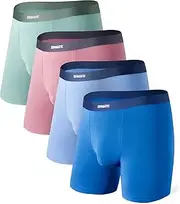 [Separatec] Mens Boxer Briefs with Ball Pouch Breathable Cooling Rayon Made From Bamboo Underwear Men's Underwear Trunks