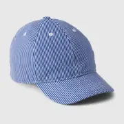 New Gap Kids Blue Striped Denim Cotton Hat Patch Baseball Cap S/M M/L