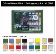 Vallejo Paint 70140 USA Basics Model Color Acrylic Paints (Set of 16)