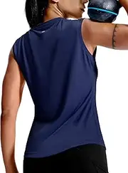 [MIER] Sleeveless Athletic Tops for Women Dry Fit Running Workout Tank Top Crew Neck UPF 50+ Active Tennis Gym Yoga Tee Shirts