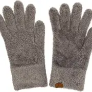 CC Light Melange Grey Plush Chenille Gloves
