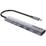Promate 5-in-1 Multi-Port 100W PD Compact Hub with USB-C Connector Includes 2x USB-A 10Gbps Ports & 2x USB-C 10Gbps Ports, 1x HDMI Port - Compatible with Win & Mac OS & OTG Devices [LINKHUB-5X]