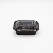 805 Togo Plastic Food Container with Lid Black Sushi Tray Bento Box 5.4" x 4.4