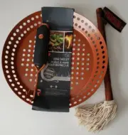 Outset BBQ Grill Skillet w/ Removable Handle & Sop Sauce Basting Mop NEW