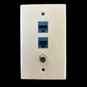 3 Port Ethernet Wall Plate 2 CAT5e F 3G Coax Keystone Network Female to Female