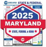 2025 Maryland MD State/Fed Labor Law All In 1 Compliance Poster Paper/Laminated
