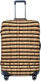 [CADREWY] Wicker Woven pattern Print Travel Suitcase Cover Luggage Protector with Elastic Anti Scratch for Carry On, Black, Large