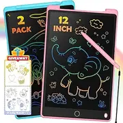 2 Pcs 12 Inch Colorful LCD Writing Tablet for Kids, Toddler Travel Toys for Boys Girl, Drawing Pad. Doodle Board Digital Notepad. Preschool Learning Gifts for 2 3 4 5 6 7+ Year Old