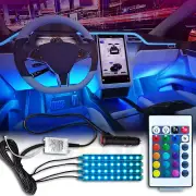 4pcs 7 RGB Blue SMD LED Ambient Styling Lighting Kit For Car Interior Decoration