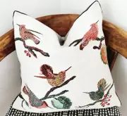 Iosis Paris Luxury Pillow Hummingbirds 18"x18" Feather Insert NEW w/ Tags