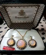 Vtg BRJ Rhinestone Jewelry Smart Set Fifth Avenue With Orginal Black Velvet Box