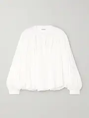 [RÓHE] RÓHE - Gathered Ramie-voile Blouse - White - FR 42 FR 42 White
