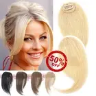 100% Real Remy Human Hair Wearable Side Patch Fringe Front Top Weft Hairpiece AU