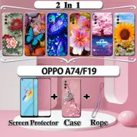 在飛比找蝦皮購物優惠-2 合 1 OPPO A74 F19 手機殼帶鋼化玻璃曲面陶