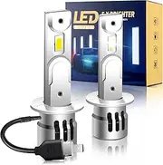 iFunyLED H1 LED Bulb, 1:1 Mini Size 6500K White, H1 LED Fog Lights Non-Polarity Easy Installation Plug and Play, Pack of 2