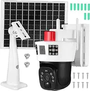 Kisangel Wireless Security Solar-Powered Outdoor Triple Monitoring Panoramic View Audio Home Warehouse
