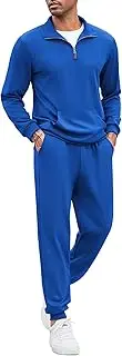 [COOFANDY] Men's Tracksuit 2 Piece Quarter Zip Sweatsuit Sets Casual Athletic Running Jogging Suits
