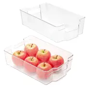 24 x FRIDGE BASKET CONTAINER BINS 37x22x10cm Shelf Storage Box w/Handle Organiser for Kitchen Pantry Cabinet Fridge Freezer Food Organizer