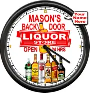 Personalized Your Name Liquor Store Bar Tavern Man Cave Alcohol Sign Wall Clock