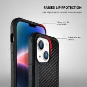 Tough On iPhone 14 Plus Case Iron Shield Carbon Fiber w/ Magsafe Black