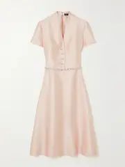 [REEM ACRA] REEM ACRA - Crystal-embellished Mikado-piqué Midi Dress - Pink - US12 US 12 Pink