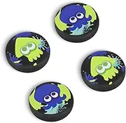 DLseego Octopus & Squid 4PCS Thumb Grips Caps for Switch/OLED/Lite - Soft Silicone Joy Con Joystick Cover, Protective Cute Animal Cartoon Analog Button Caps - Purple and Yellow