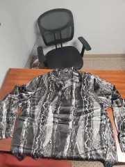 Coogi Designer Silk Button Up Shirt Black and White Mens 5XL NEW WITH TAGS
